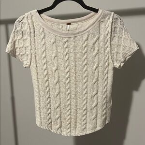 Free People Cream Cable Sweater Shirt